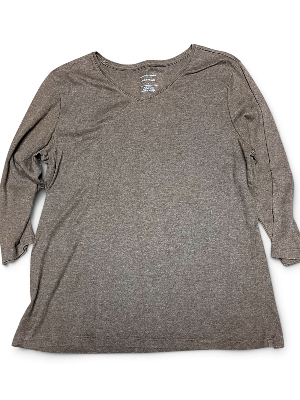 Christopher and Banks women’s size Classic V-Neck Long Sleeve Women's Top brown